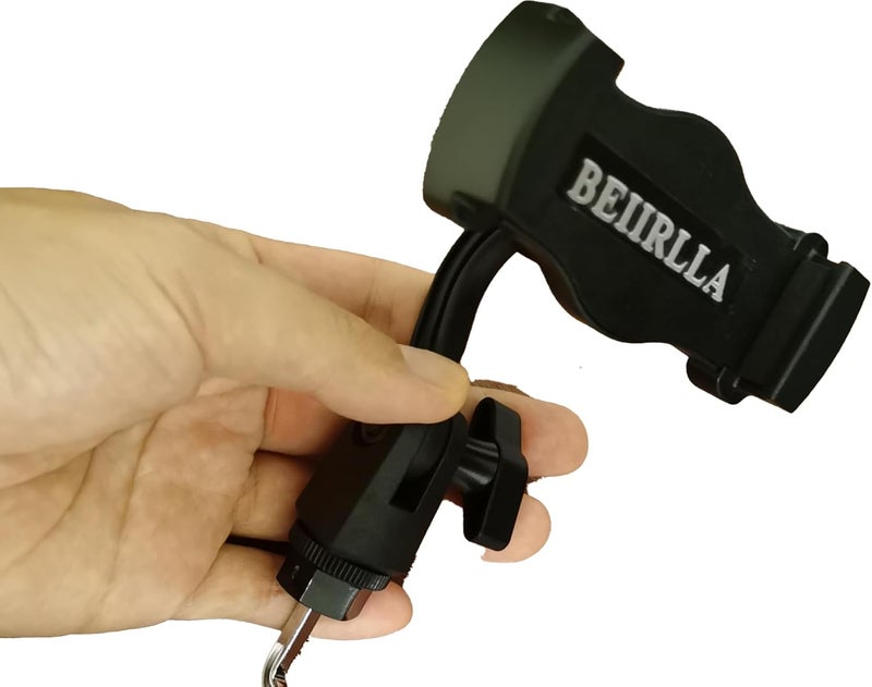 BEIIRLLA حامل ساكسفون قابل للتعديل بزاوية دوران 360° احترافي لساكسفون الألتو والتينور والباري، حامل هاتف لفرقة المسيرة، يناسب مقبس مربع 4 × 4 مم، متوافق مع الهواتف الذكية بعرض 2.57-3.55 بوصة مع حقيبة تخزين. - Image 3